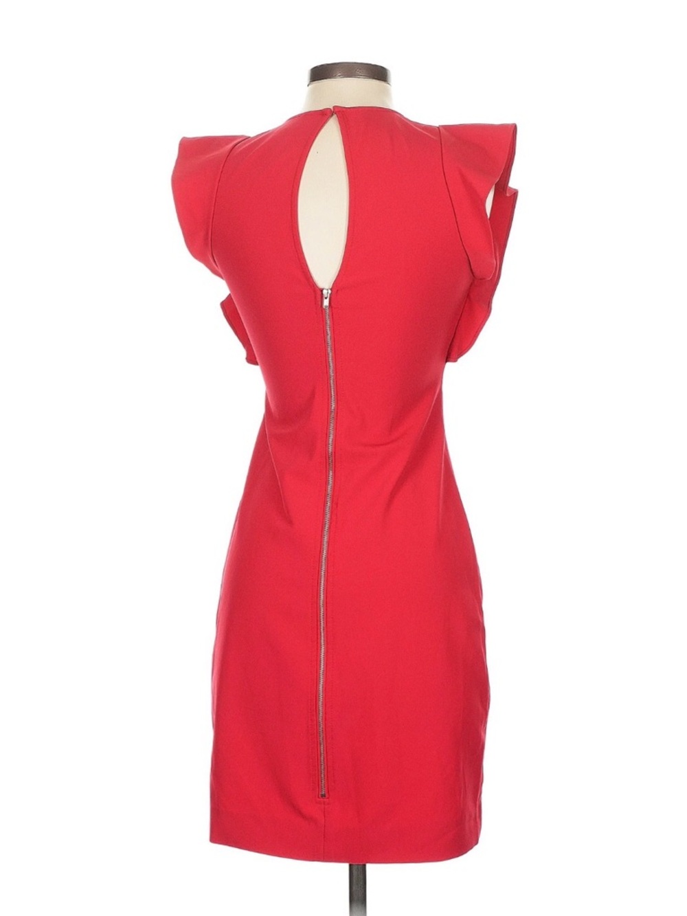 Yoana Baraschi Red V-Neck Ruffle Sleeve Mini Dress - Picture 2 of 6